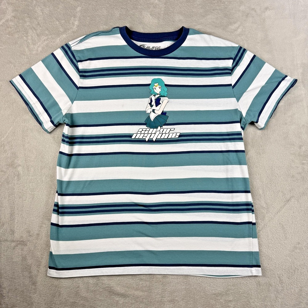 Sailor Moon Sailor Neptune T Shirt Womens‎ XL Blue Striped Anime Graphic Tee